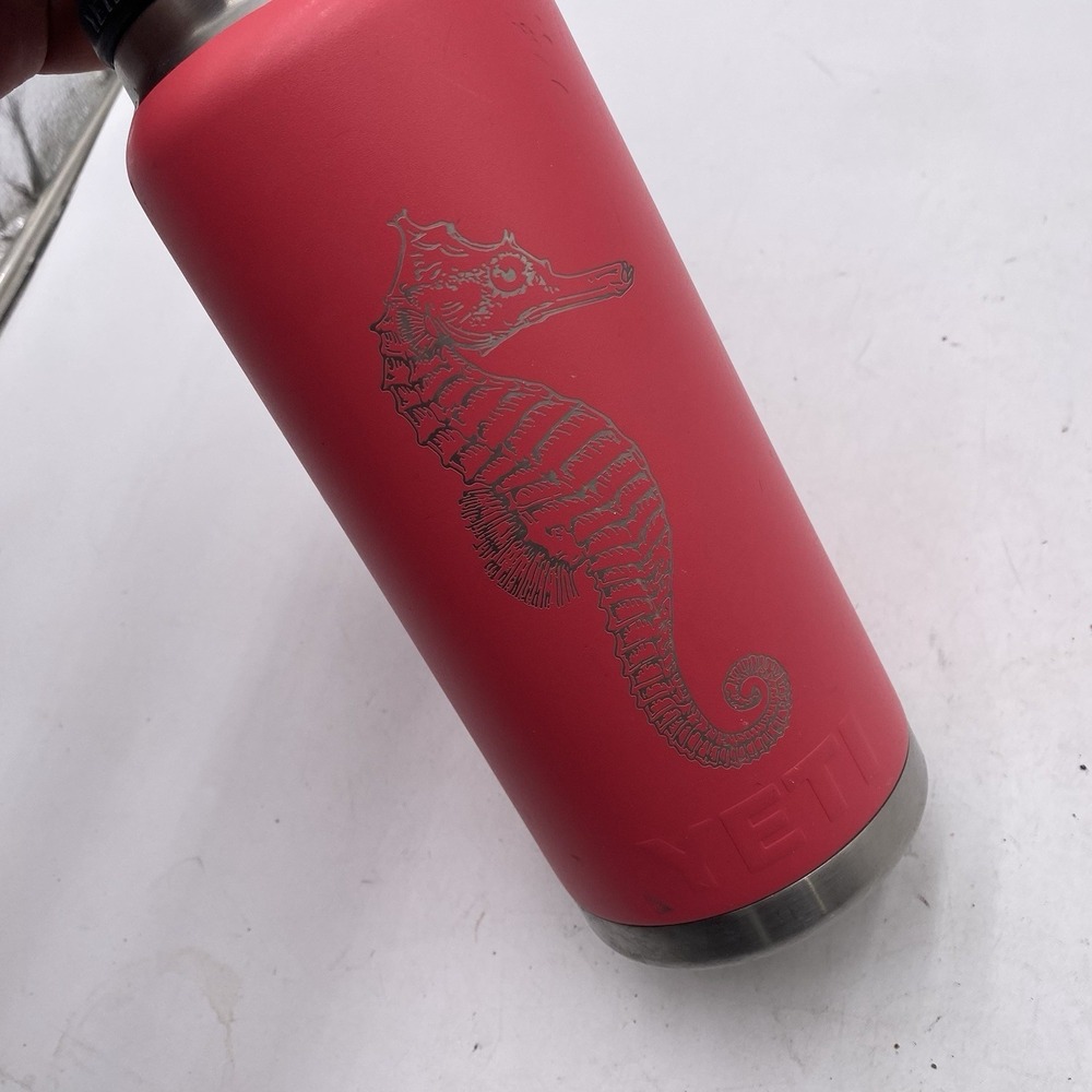 Yeti Rambler 36 OZ Bottle Bimini Pink Chug Cap SEE PICS SHOWS WEAR ENGRAVED - Picture 5 of 16